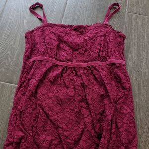 New York and Co XS maroon Lace Camisole